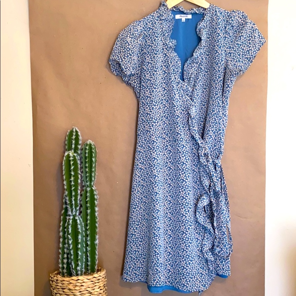 Madewell Blue Wrap Dress in Bitsy Floral